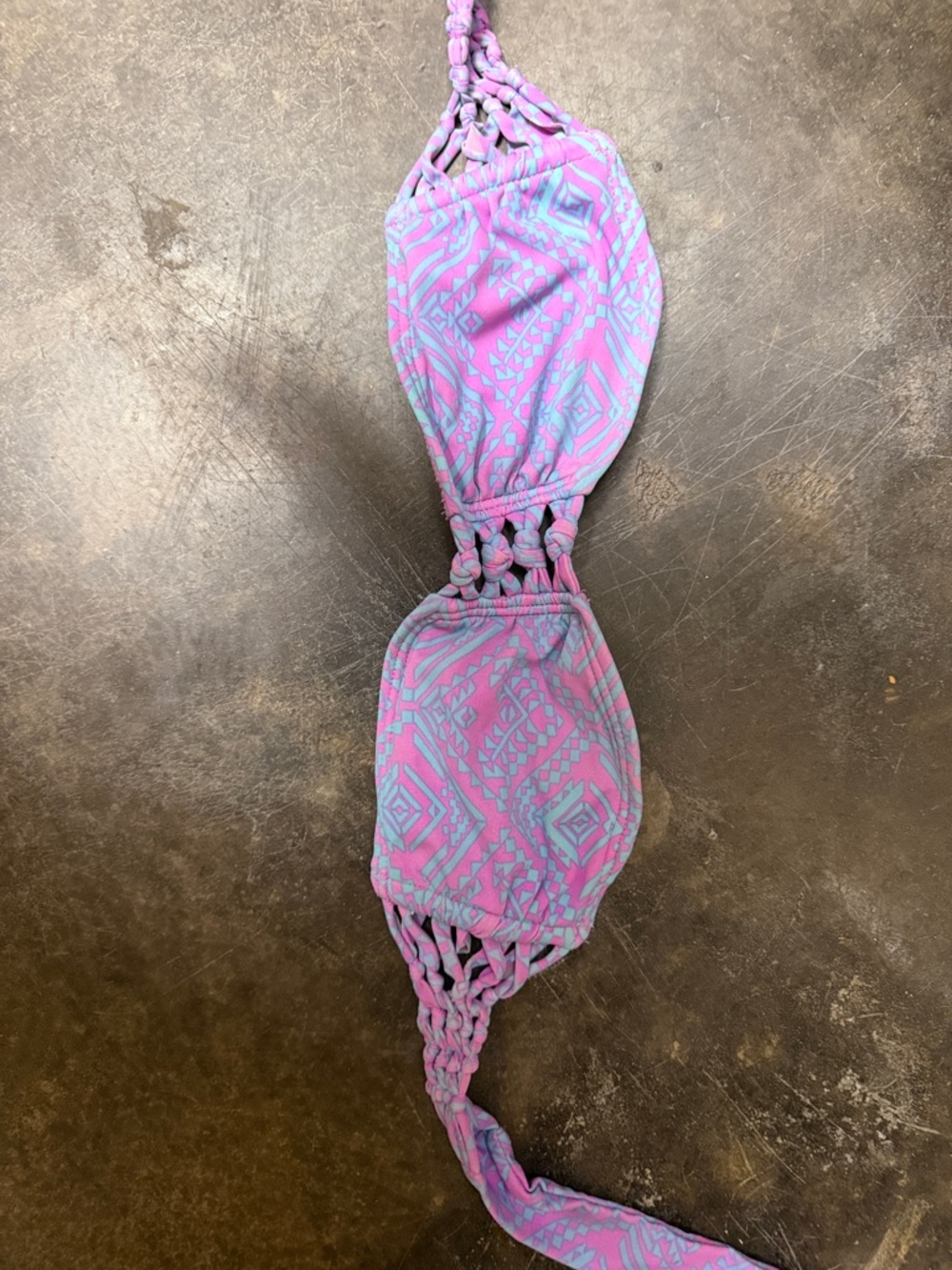 Gianni Bini Pink and Light Blue Patterned Bikini Top